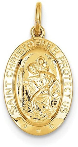 24k Gold-Plated Sterling Silver Saint Christopher Medal (25X17MM)
