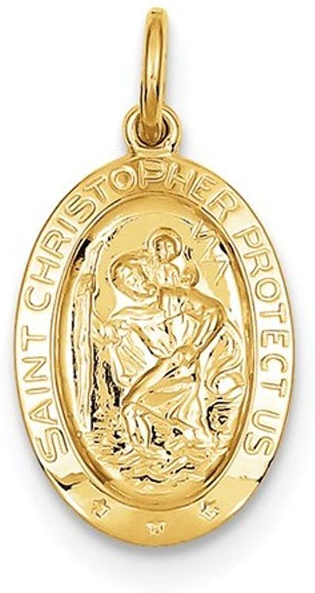 24k Gold-Plated Sterling Silver Saint Christopher Medal (25X17MM)