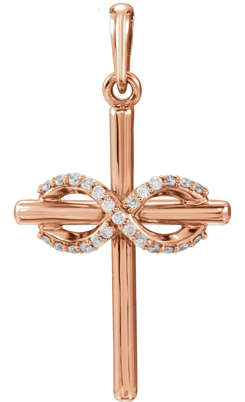 Diamond Infinity-Inspired Cross Pendant, 14k Rose Gold (.06 Ctw, Color G-H, Clarity I1)