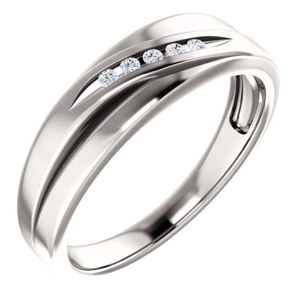 Men's Platinum 7-Stone Diamond Wedding Band (.03 Ctw, Color G-H, SI2-SI3 Clarity) Size 12