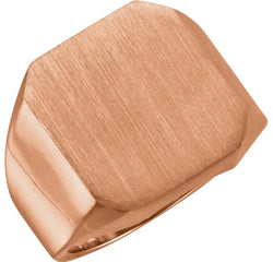 Men's Brushed Signet Ring, 18k Rose Gold, Size 9.25 (18X16MM)