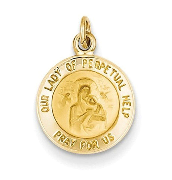 14k Yellow Gold Our Lady of Perpetual Help Medal Charm (17X12MM)