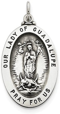 Sterling Silver Our Lady of Guadalupe Medal (37X20MM)