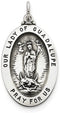 Sterling Silver Our Lady of Guadalupe Medal (37X20MM)