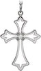 Platinum Diamond Fleur-de-Lis Cross Pendant (.03 Ct, G-H Color, I1 Clarity)