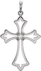 Diamond Fleur-de-Lis Cross Rhodium-Plated 14k White Gold Pendant (.03 Ct, G-H Color, I1 Clarity)