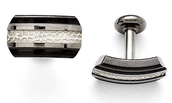 Black Titanium, Sterling Silver Two-Tone Cuff Links