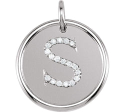 Diamond Initial "S" Pendant, Rhodium-Plated 14k White Gold (0.1 Ctw, Color GH, Clarity I1)