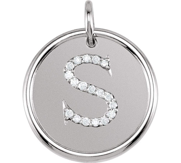 Diamond Initial "S" Pendant, Rhodium-Plated 14k White Gold (0.1 Ctw, Color GH, Clarity I1)