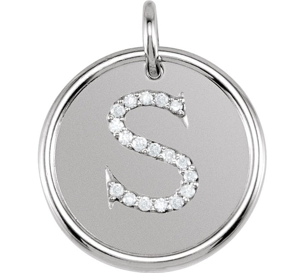 Diamond Initial "S" Pendant, Sterling Silver (0.1 Ctw, Color GH, Clarity I1)