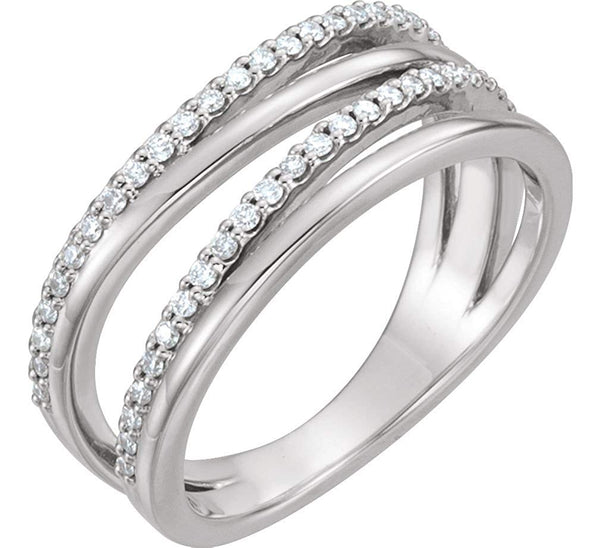 Diamond Open-Cut Layered Band, Sterling Silver (.25 Ctw, GH Color, I1 Clarity) Size 6
