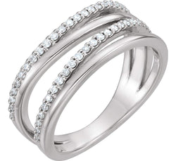 Diamond Open-Cut Layered Band, Rhodium-Plated 14k White Gold (.25 Ctw, GH Color, I1 Clarity) Size 6.25