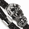 Men's Polished Stainless Steel Antiqued Glass Leather Bracelet, 8.5"