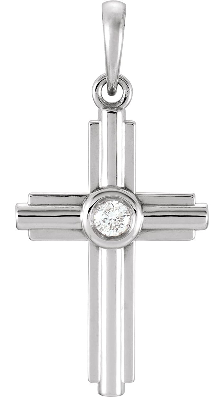 Platinum Diamond Zia Cross Pendant (.06 Ct, G-H Color, I1 Clarity)