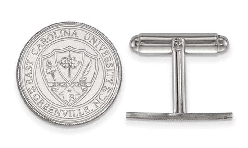 Rhodium-Plated Sterling Silver East Carolina University Crest Cuff Links, 18MM