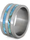 Turquoise Pinstripe 10mm Comfort-Fit Titanium Band, Size 8.5