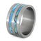 Turquoise Pinstripe 10mm Comfort-Fit Titanium Band