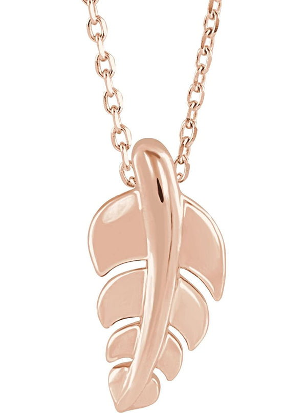 Journey Leaf Necklace,14k Rose Gold, 18"