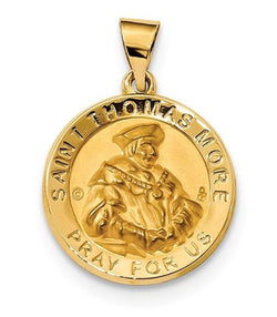 14k Yellow Gold St. Thomas More Hollow Medal Pendant (21.3X18.7MM)