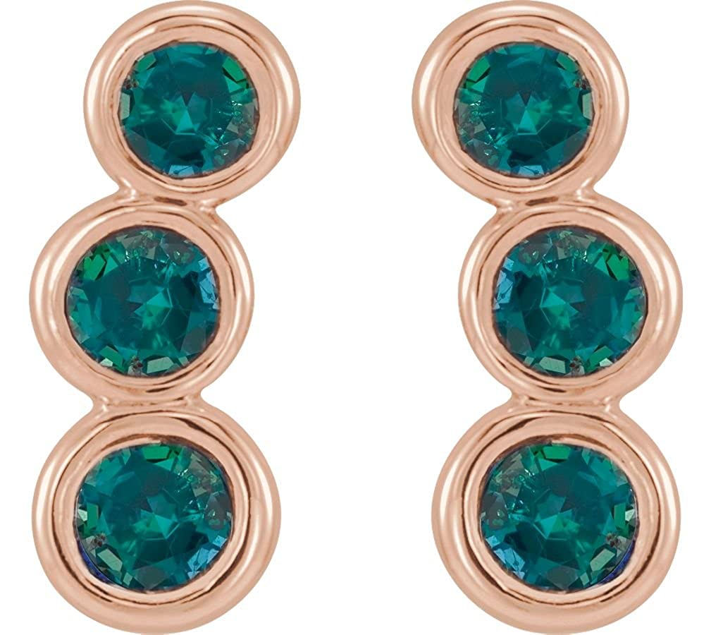 Chatham Created Alexandrite Three-Stone Ear Climbers, 14k Rose Gold