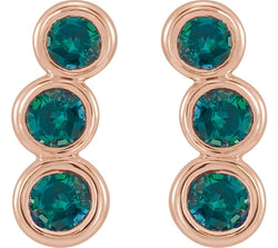 Alexandrite Three-Stone Ear Climbers, 14k Rose Gold