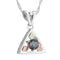 Round Mystic Fire Topaz Triangle Pendant Necklace, Sterling Silver, 12k Green and Rose Gold Black Hills Gold Motif, 18"