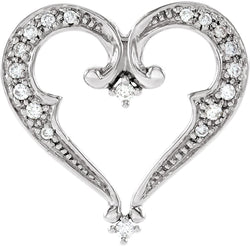 14k White Gold Heart Pendant Slide (GH Color, I1 Clarity, 1/5 Cttw)