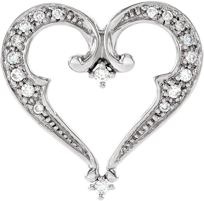 14k White Gold Heart Pendant Slide (GH Color, I1 Clarity, 1/5 Cttw)