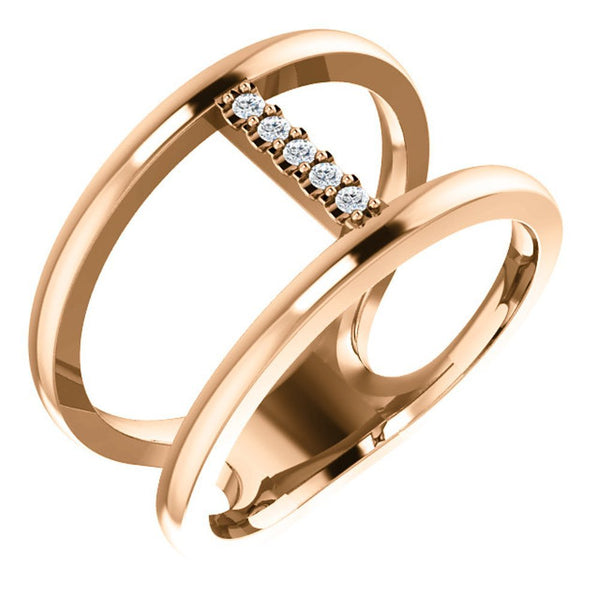 Diamond Negative Space Ring, 14k Rose Gold, Size 7 (.04 Ctw, G-H Color, I1 Clarity)