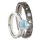 Aquamarine, Gibeon Meteorite 10k White Gold Ring and Opal, Aquamarine, Gibeon Meteorite Titanium Band, Couple Wedding Set