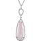 Rose Quartz Pear and Diamond Halo Sterling Silver Necklace, 18"