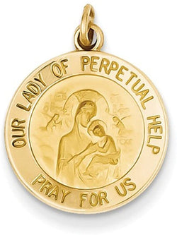 14k Yellow Gold Our Lady of Perpetual Help Medal Charm (21X15MM)