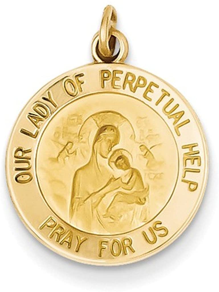 14k Yellow Gold Our Lady of Perpetual Help Medal Charm (21X15MM)