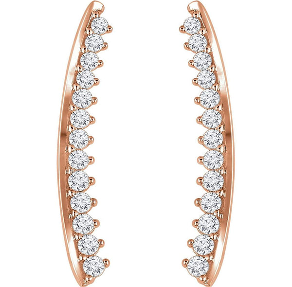 Diamond Ear Climbers, 14k Rose Gold (0.33 Ctw, H+ Color, I1 Clarity)