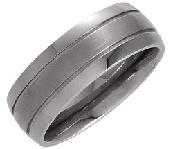 Matte Center and Polished Titanium 8mm Comfort Fit Band Size 7