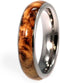 Black Ash Burl Wood Inlay 5mm Comfort-Fit Titanium Wedding Band, Size 12.5