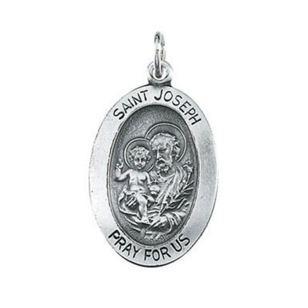 Sterling Silver St. Joseph Oval Medal (23.5x16.25 MM)