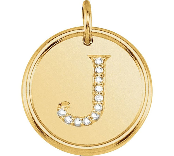 Diamond Initial "J" Pendant, 14k Yellow Gold (.05 Ctw, Color G-H, Clarity I1)