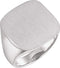 Men's Closed Back Square Signet Ring, 18k Palladium White Gold (20mm)