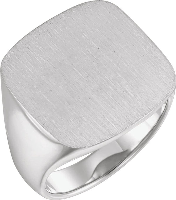 Men's Closed Back Signet Ring, Rhodium-Plated 14k White Gold (20mm)