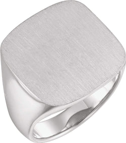 Men's Closed Back Signet Ring, 10k X1 White Gold (20mm)