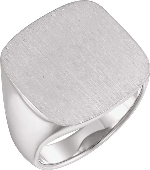 Men's Closed Back Signet Ring, 10k X1 White Gold (20mm)
