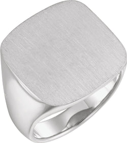 Men's Closed Back Signet Ring, Rhodium-Plated 10k White Gold (20mm)