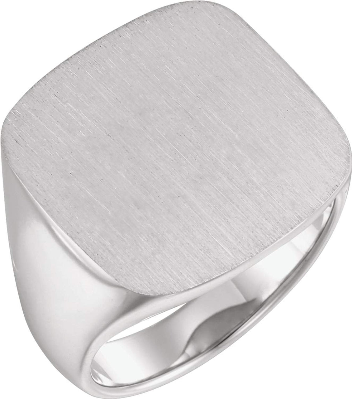 Men's Closed Back Square Signet Ring, 18k Palladium White Gold (20mm)