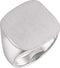 Men's Closed Back Square Signet Ring, 18k Palladium White Gold (20mm)