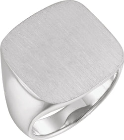 Men's Closed Back Signet Ring, Sterling Silver (20mm) Size 11