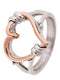 10k Rose Gold Heart Silhouette Ring, Rhodium Plated Sterling Silver, Size 6