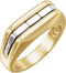 Two-Tone Men's Ring, Rhodium-Plated 14k Yellow and White Gold