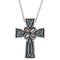 Oxidized Rose of Sharon Cross, Sterling Silver, 12k Rose Gold, 12k Green Gold Black Hills Gold Motif, 18"