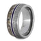 Gibeon Meteorite, Dinosaur Bone, Blue Stripe 9mm Comfort-Fit Titanium Band